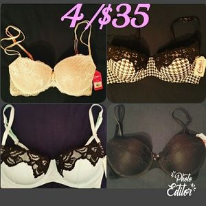 NWT All 4 Candie's Push Up Bras 36C